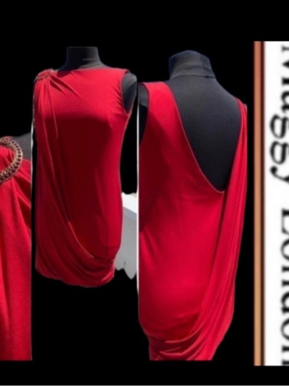 Maggy London Red Draped Sleeveless Cocktail Dress